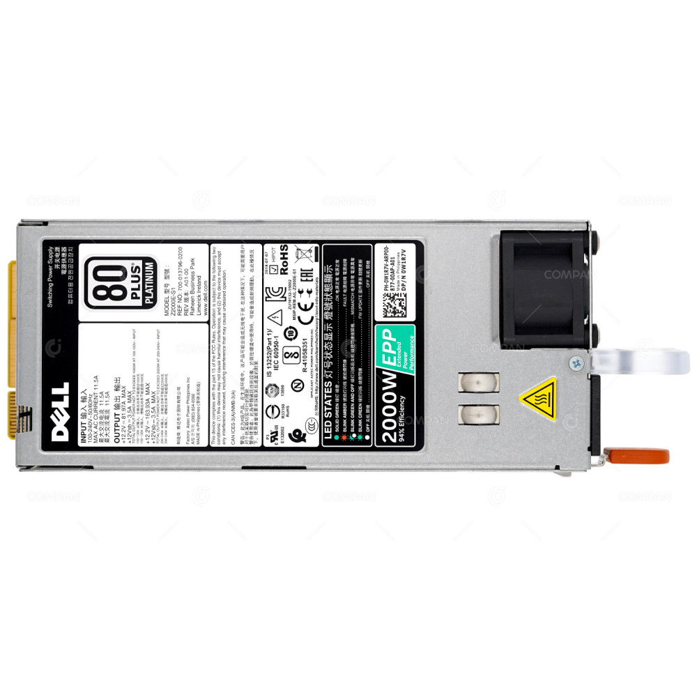 W1R7V DELL 2000W 80 PLUS PLATINUM POWER SUPPLY Z2000E-S1, 700-013796-0200